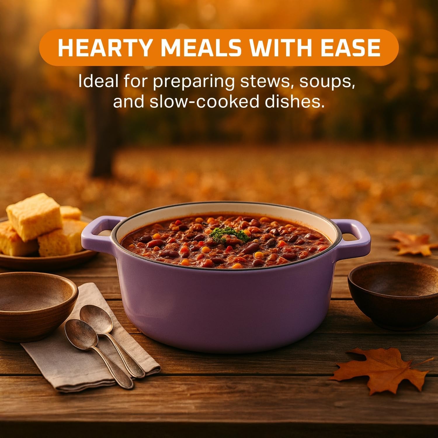 2-In-1 Enamel Cast Iron Dutch Oven with Handles - Crock Pot Purple Cast Iron Pot with Skillet Lid - All-In-One Cookware Braising Pan for Casserole Dish - 5 Quart, Purple